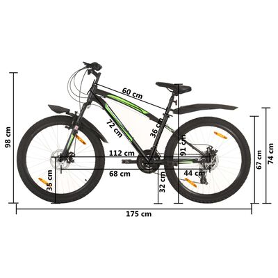 vidaXL Maastopyörä 21 vaihdetta 26" renkaat 36 cm runko musta