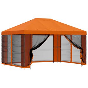 vidaXL Puutarhamaja sivuseinill&auml; 4 &times; 3 m Oranssi Polyesteri ja ter&auml;s