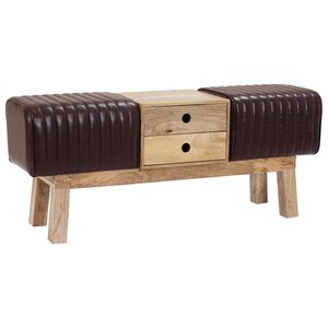 vidaXL Penkki 110 x 30 x 45 cm Aitoa Nahkaa Tumma ruskea
