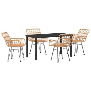 vidaXL Piharuokailu setti 5 pcs Ruskea Jauhemaalattu Ter&auml;s