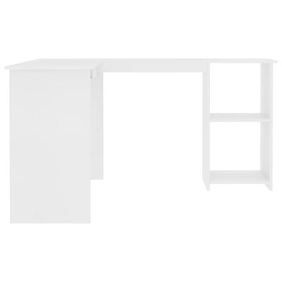 vidaXL L-muotoinen kulmapöytä valkoinen 120x140x75 cm lastulevy