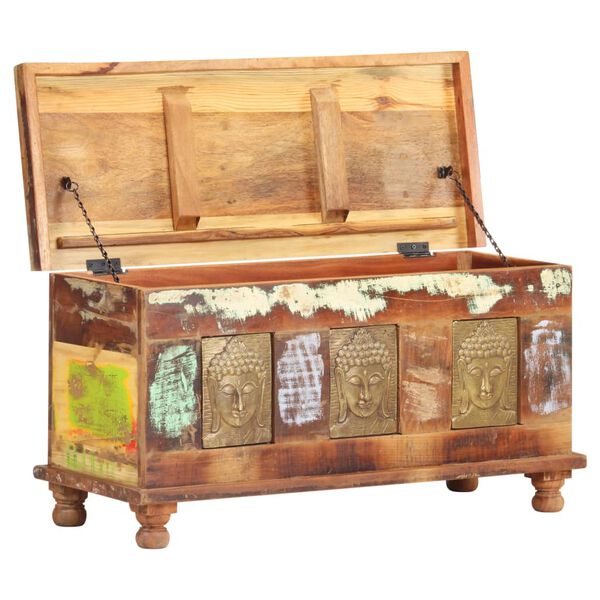 vidaXL S&auml;ilytyslaatikko Buddhan kuvilla 90x35x45 cm kierr&auml;tyspuu