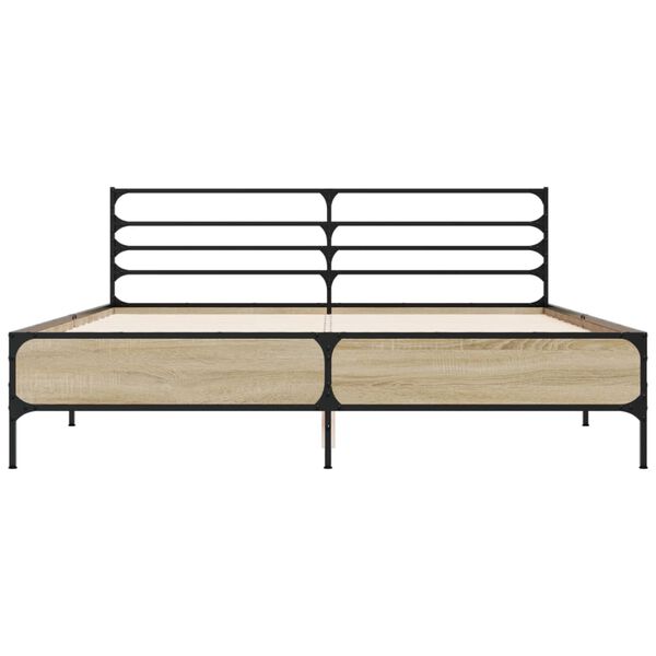 vidaXL S&auml;ngynrunko Sonoma-tammi 150x200 cm tekninen puu ja metalli