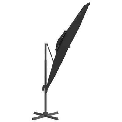 vidaXL Riippuva kaksois-aurinkovarjo musta 300x300 cm