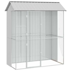 vidaXL Lintuh&auml;kki Harmaa 215 x 110 x 247 cm Galvanoitu ter&auml;s