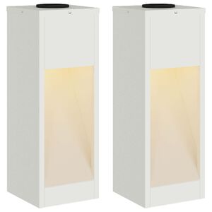 vidaXL Aurinkoinen LED-polkuvalo 2 pcs Valkoinen Kylm&auml;valssattu ter&auml;s