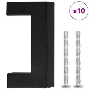 vidaXL Kaapin kahvat 10 kpl musta 64 mm ruostumaton ter&auml;s