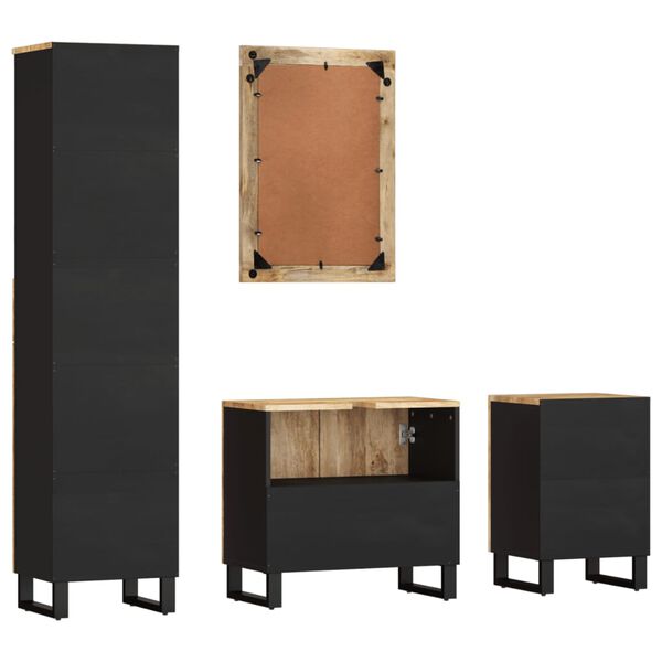 vidaXL 4-osainen Kylpyhuoneen kalustesarja täysi mangopuu