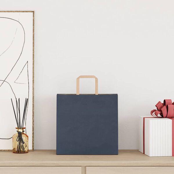 vidaXL Paperikassit 50 kpl kahvoilla sininen 26x17x25 cm