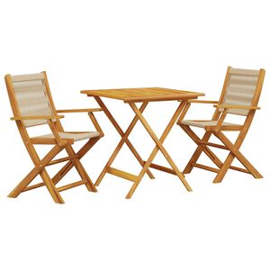vidaXL 3-osainen Bistrosarja beige polypropeeni ja t&auml;ysi akasiapuu