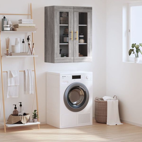 vidaXL Sein&auml;kiinnitett&auml;v&auml; kaappi harmaa Sonoma 69,5x34x90 cm