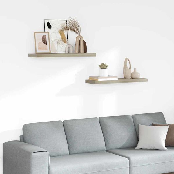 vidaXL Kelluvat sein&auml;hyllyt 2 kpl tammi 80x23,5x3,8 cm MDF