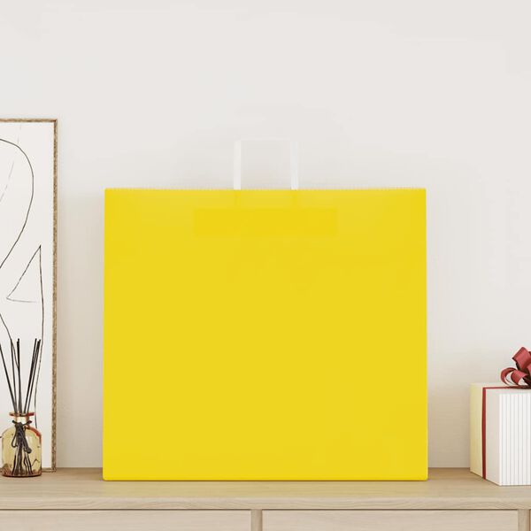 vidaXL Paperikassit 50 kpl kahvoilla keltainen 54x15x49 cm