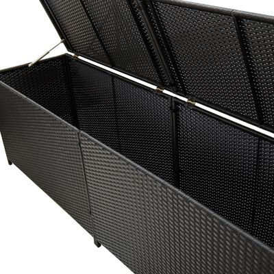 vidaXL Puutarhan säilytyslaatikko polyrottinki 200x50x60 cm musta