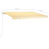 vidaXL Manuaalisesti sis&auml;&auml;nkelattava markiisi 450x300cm keltavalkoinen