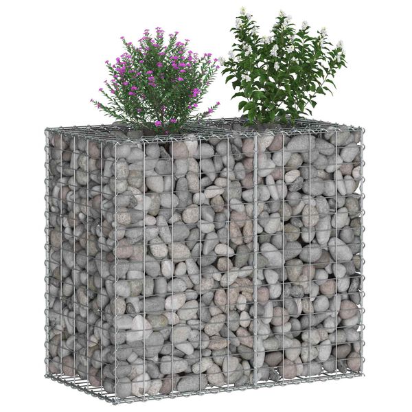 vidaXL Gabion Kohotettu Peti Hopea 90 x 50 x 80 cm Galvanoitu ter&auml;s