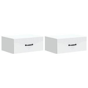 vidaXL Sein&auml;lle Kiinnitett&auml;v&auml; Y&ouml;p&ouml;yt&auml; 2 pcs valkoinen Tekninen puu