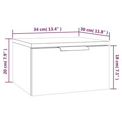 vidaXL Seinäkiinnitettävä yöpöytä ruskea tammi 34x30x20 cm