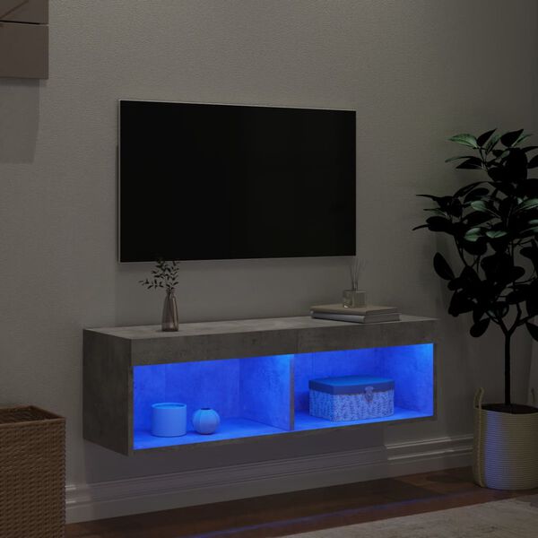 vidaXL TV-taso LED-valoilla betoninharmaa 100x30x30 cm