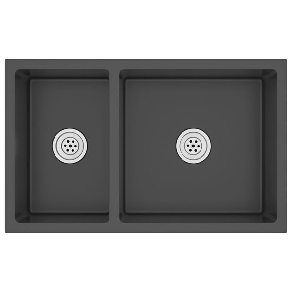 vidaXL Tiskiallas musta ruostumaton ter&auml;s