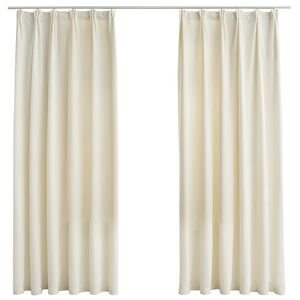 vidaXL Pimennysverhot koukuilla 2 kpl sametti kerma 140x175 cm