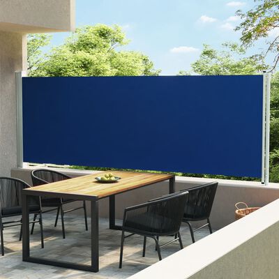 vidaXL Sisäänvedettävä terassin sivumarkiisi 600x160 cm sininen