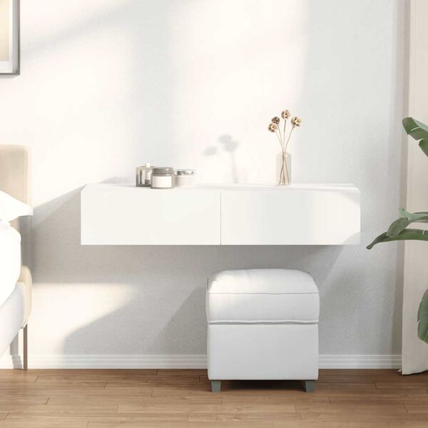 vidaXL Sein&auml;hylly laatikoilla valkoinen 100x36x19 cm tekninen puu