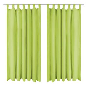 vidaXL Mikro-satiiniverhot silmukoilla 2 kpl 140x175 cm Vihre&auml;