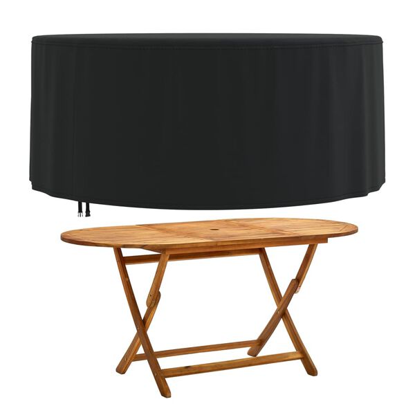 vidaXL Puutarhakalusteiden suoja pyöreä musta Ø 182x71 cm 420D Oxford