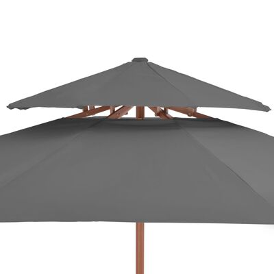 vidaXL Kaksikerroksinen aurinkovarjo puurunko 270 cm antrasiitti
