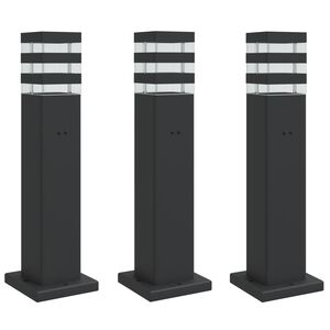 vidaXL Pylv&auml;svalaisimet pistorasialla 3 kpl musta 50 cm alumiini