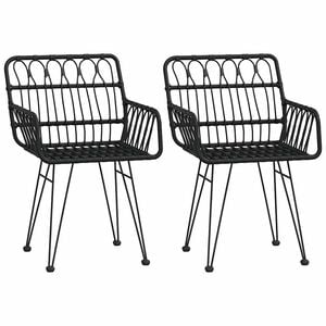 vidaXL Puutarhatuolit k&auml;sinojilla 2 kpl musta 56x64x80 cm PE rottinki