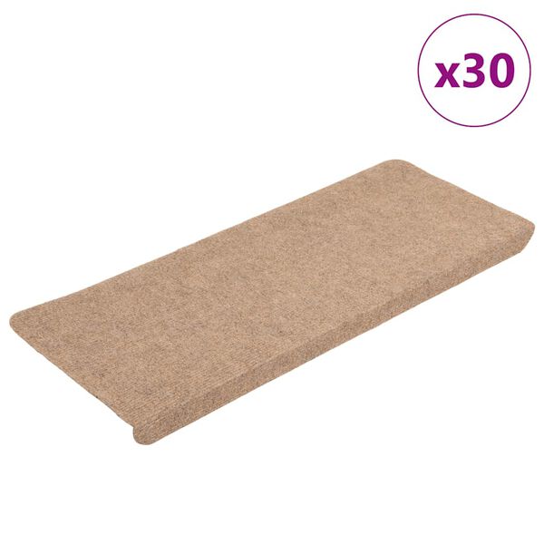 vidaXL Porrasmatot Itsekiinnittyv&auml;t 30 kpl Beige 65x24,5x3,5 cm