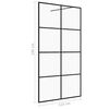 vidaXL Walk-in suihkun seinäke kirkas ESG-lasi 115x195 cm musta