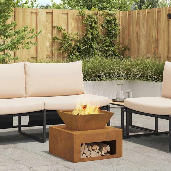 vidaXL Tulisija Ruosteinen 50 x 50 x 40 cm Kulunut teräs