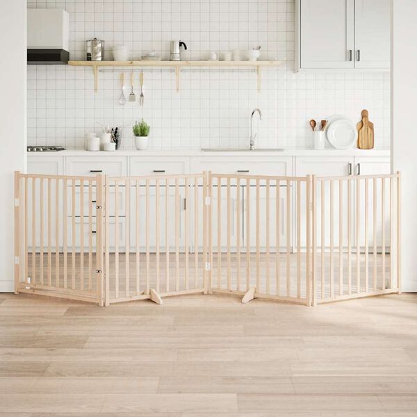 vidaXL Koiraportti ovella, kokoontaitettava, 4 paneelia, 320 cm, t&auml;yspuu, kuusi