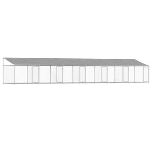 vidaXL Koiranh&auml;kki katolla ja ovilla harmaa 12x2x2 m galvanoitu ter&auml;s