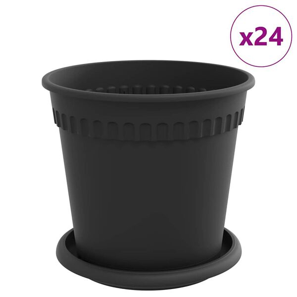 vidaXL Kasviruukut 24 pcs Musta &Oslash; 17 x 14 cm Muovi
