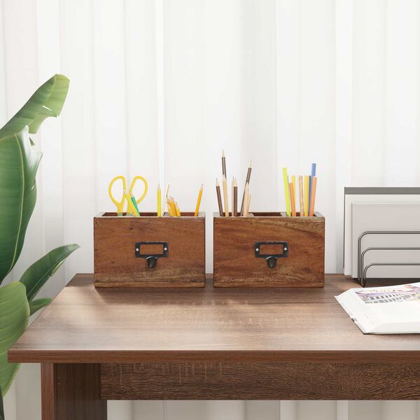 vidaXL Lyijykotelo Moniv&auml;rinen 18 x 10 x 12 cm Kiinte&auml;&auml; mahonkipuuta