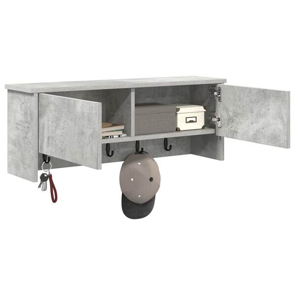 vidaXL Sein&auml;lle asennettava takkihylly Betoni Harmaa 80 x 20 x 30 cm