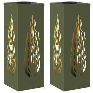 vidaXL Aurinko LED-polkuvalo 2 pcs Oliivivihre&auml; Kylm&auml;valssattu ter&auml;s