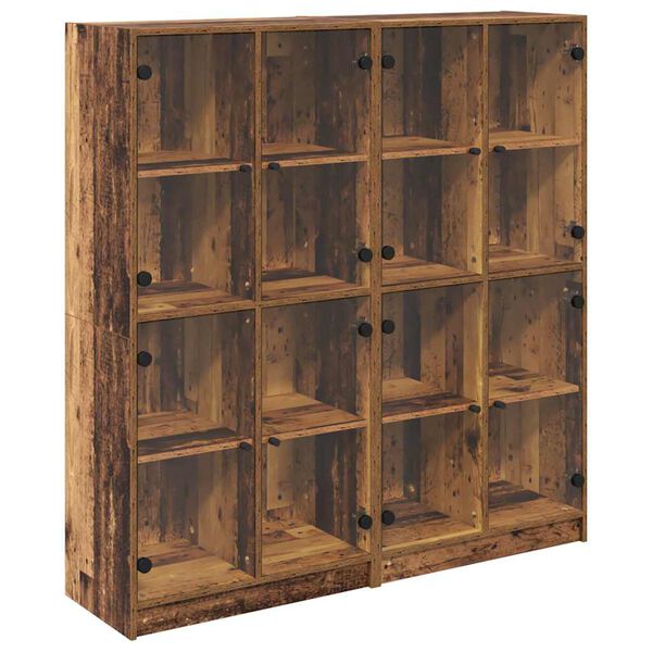 vidaXL Korkea kaappi 2 pcs Vanha Puu 68 x 37 x 142 cm Tekninen puu