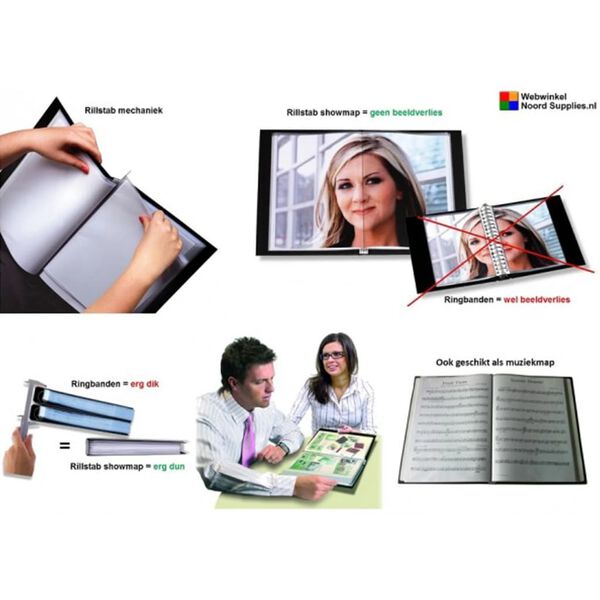 rillstab Portfolio kirja A3 24 taskua musta