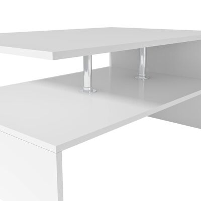 vidaXL Kahvipöytä Lastulevy 90x59x42 cm Valkoinen