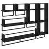 vidaXL Seinähyllysetti hyllyllä 6 pcs Musta tammi. 100 x 25 x 30 cm
