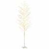 vidaXL Valkoinen LED-koivu l&auml;mmin valkoinen 672 LED-valoa 400 cm