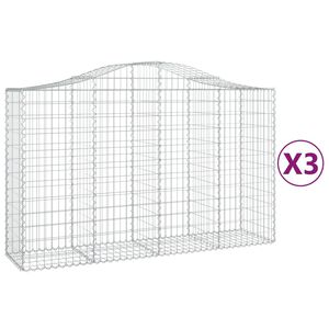 vidaXL Kaarevat kivikorit 3 kpl 200x50x120/140 cm galvanoitu rauta