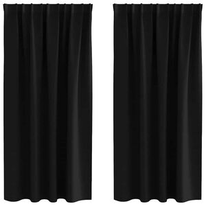 vidaXL Piment&auml;v&auml; verho renkailla 2 pcs Musta 175 x 140 cm Polyesteri