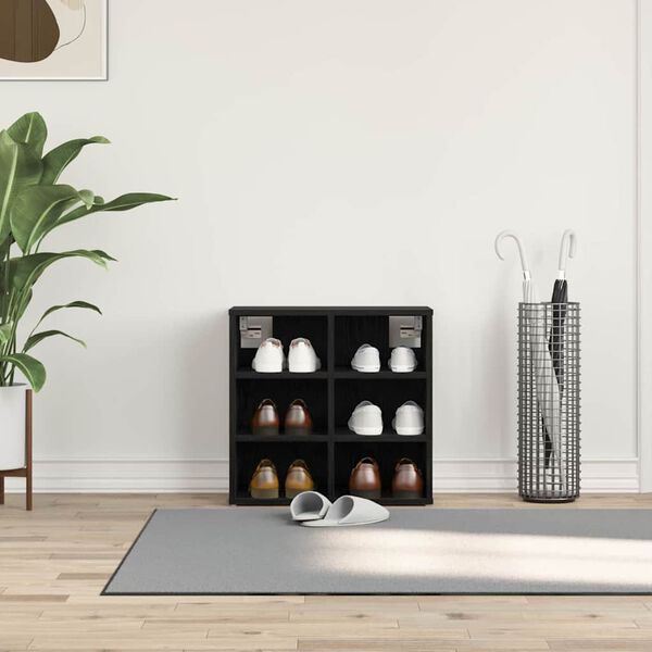 vidaXL Kenkäkaappi Musta tammi. 52 x 30 x 50,5 cm Tekninen puu