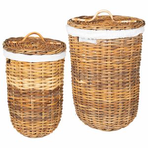 vidaXL Pyykkikori 2 pcs Ruskea Kubu Rottinki